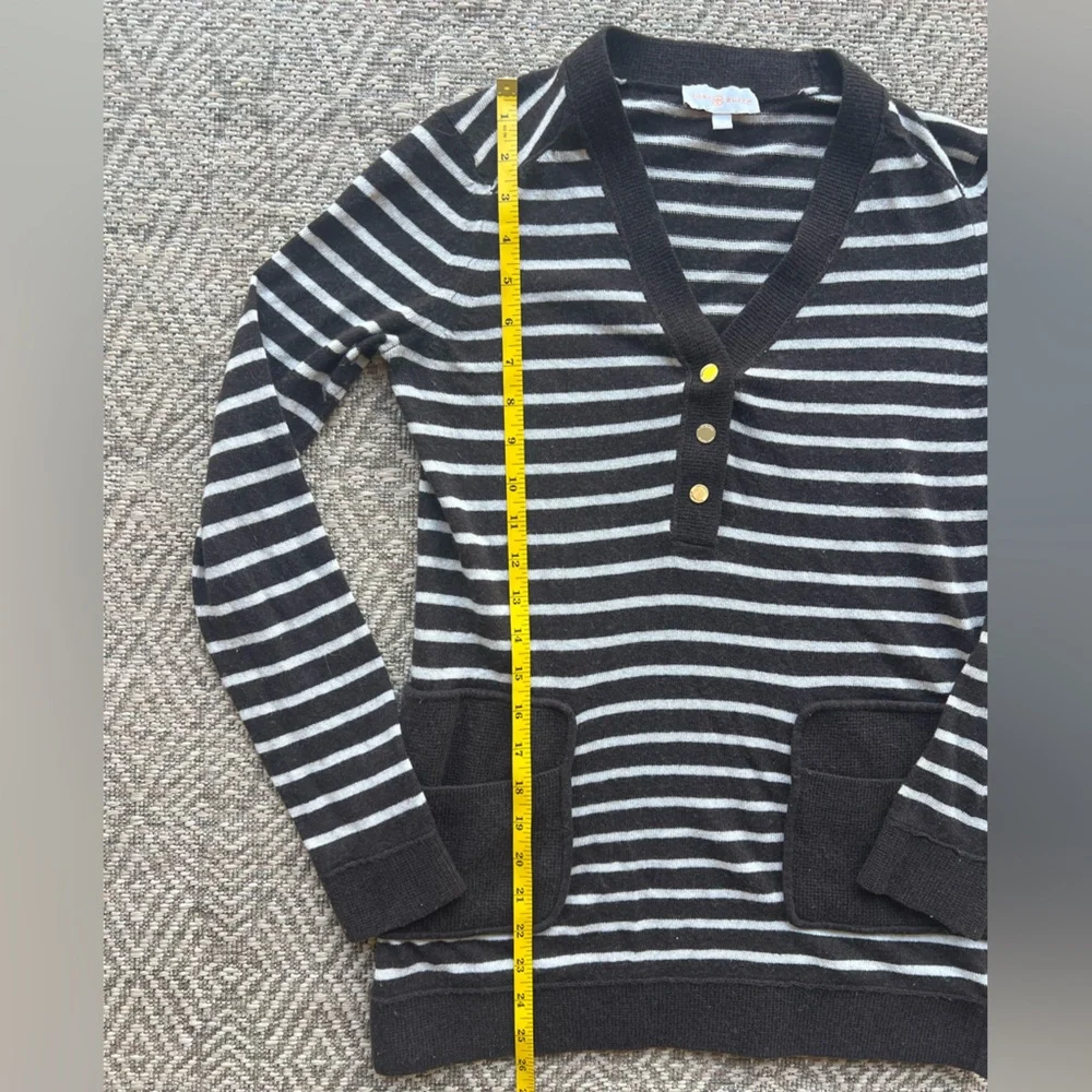 Tory Burch Brown Tan Cream Striped Wool Cashmere Sweater Womens XS‎
